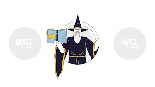 Magician archetype 2D cartoon avatar circle animation