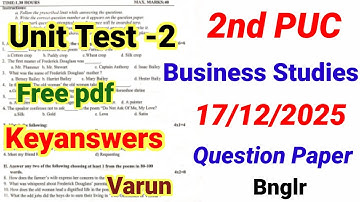 2nd puc business studies unit test 2 question paper 2025 with answers important questions kseab