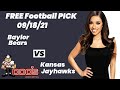 Free Football Pick Baylor Bears vs Kansas Jayhawks Prediction, 9/18/2021 College Football Best Bet