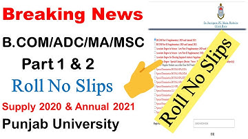 B.COM/Associate Degree in Commerce Part 1 & 2 Annual 2021 & Supply 2020 Roll No Slips Punjab Uni