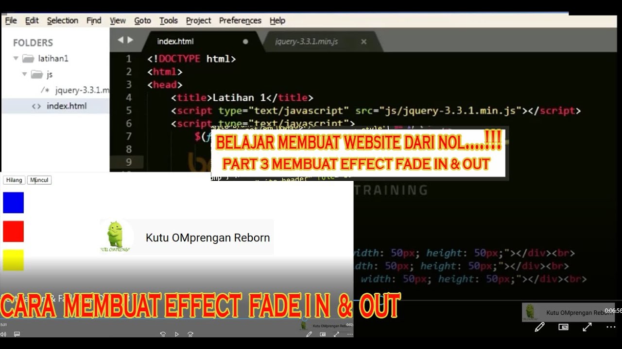 Membuat Website Dari NOL Part 3 #Effect FadeIn & FadeOut jQuery 3 - YouTube