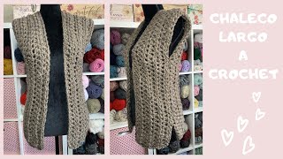 #crochetparaprincipiantes CHALECO LARGO A CROCHET PARA PRINCIPIANTEN