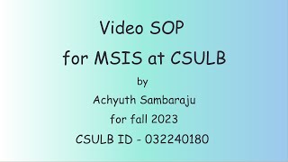 CSULB SOP for MSIS - fall 2023