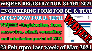 Wbjeeb registration out 2021 | For BE, B. Tech |Online registration start |Wbjeeb form fillup 2021.