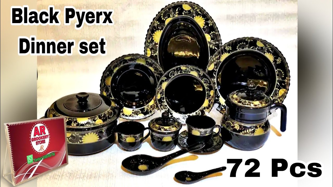 Pyrex Black  Glass  Dinner Set