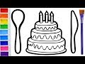How to draw a birthday cake for children Warna-Warni Belajar Menggambar dan Mewarnai untuk Anak #4