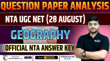 Geography | Question Paper Discussion | Re-Exam 28 August 2024 | NTA UGC NET | By AKJ Sir
