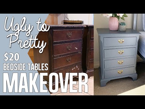 DIY Bring Bedside Tables Back To LIFE! Using Grey Paint to restore your drawers $20 Makeover Hack