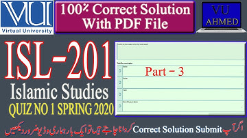 ISL201|| Quiz NO.1 Solution||Spring 2020 || Spring 2020