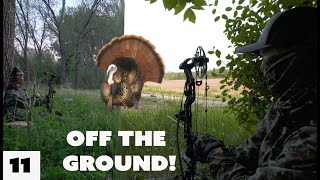 2 Gobblers off the GROUND with a bow | Bowhunting Turkeys | Spring 2023 |