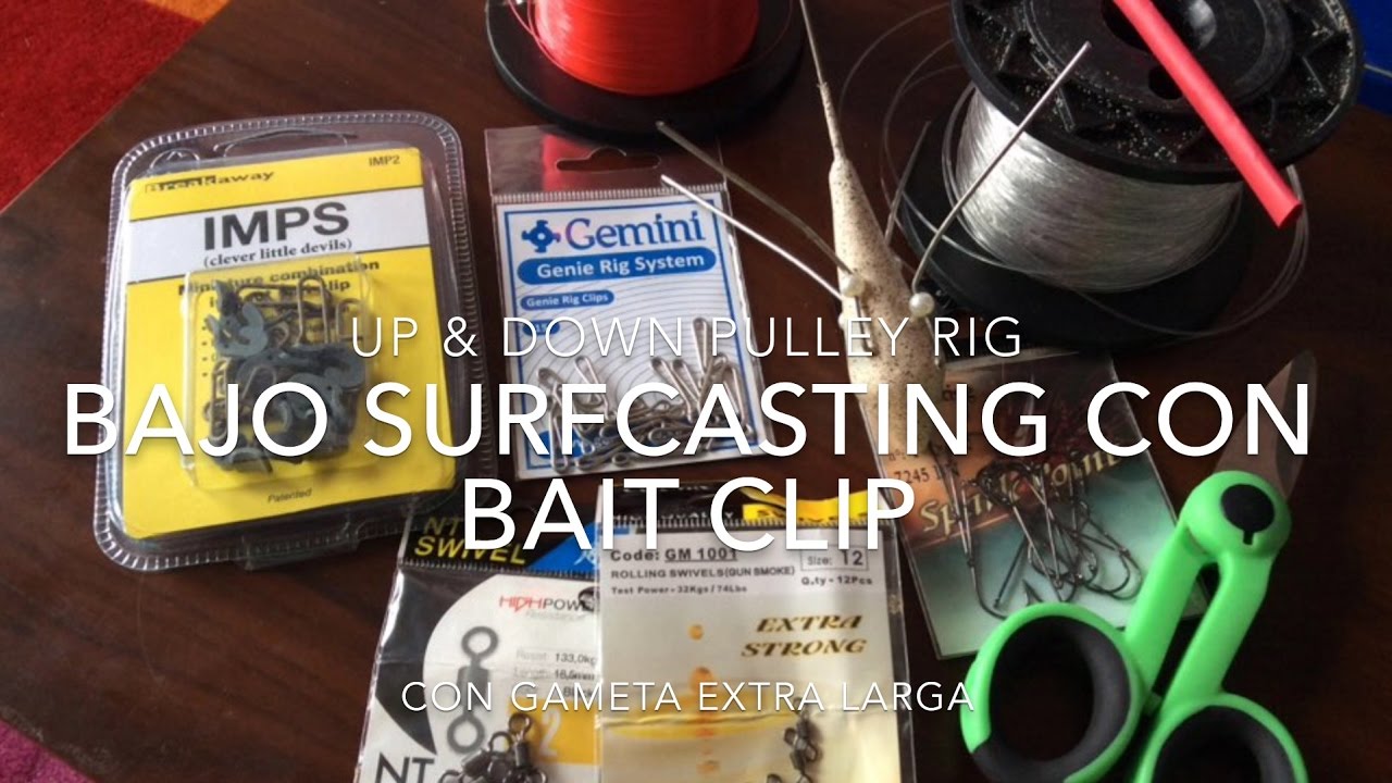 Bajo de línea Surfcasting con Bait clip "up & down pulley rig" con gameta extra larga