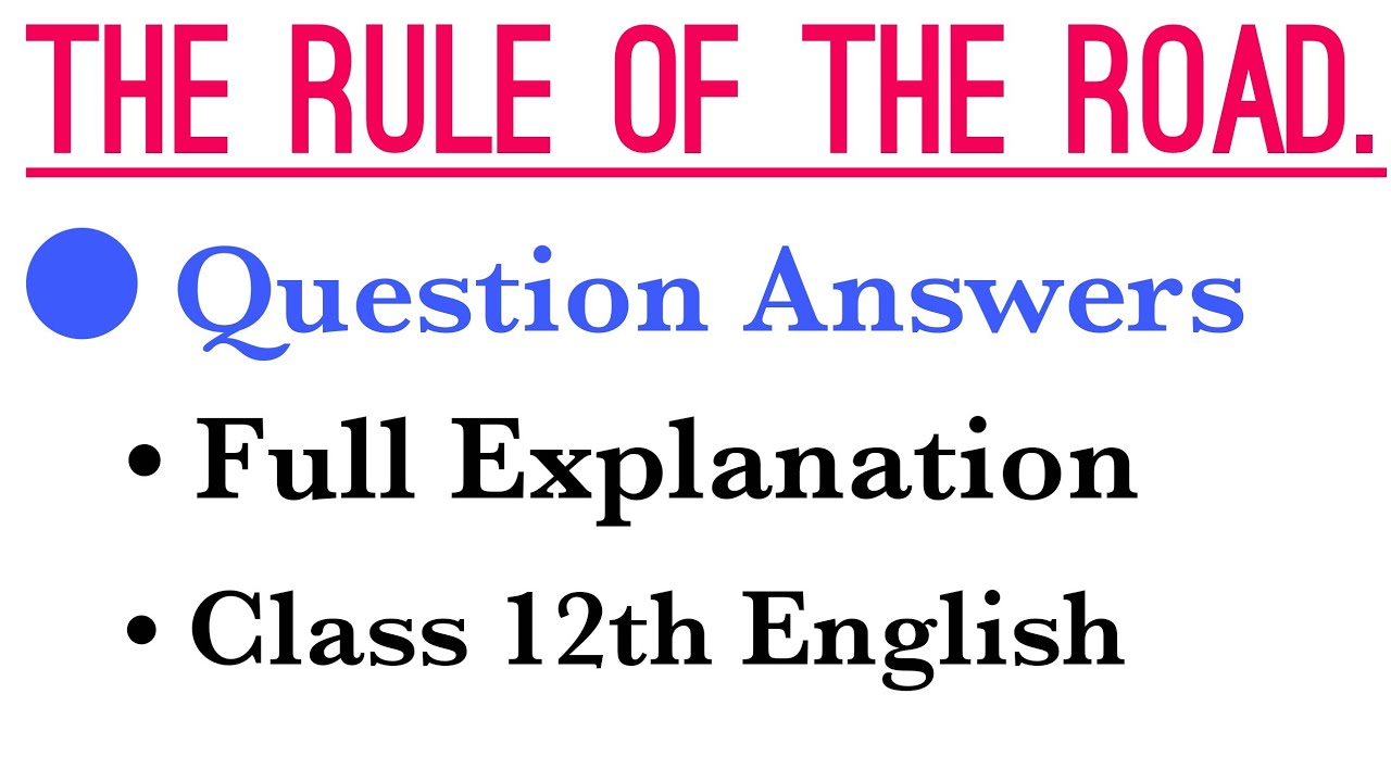The Rule of the Road || Question Answers || - YouTube