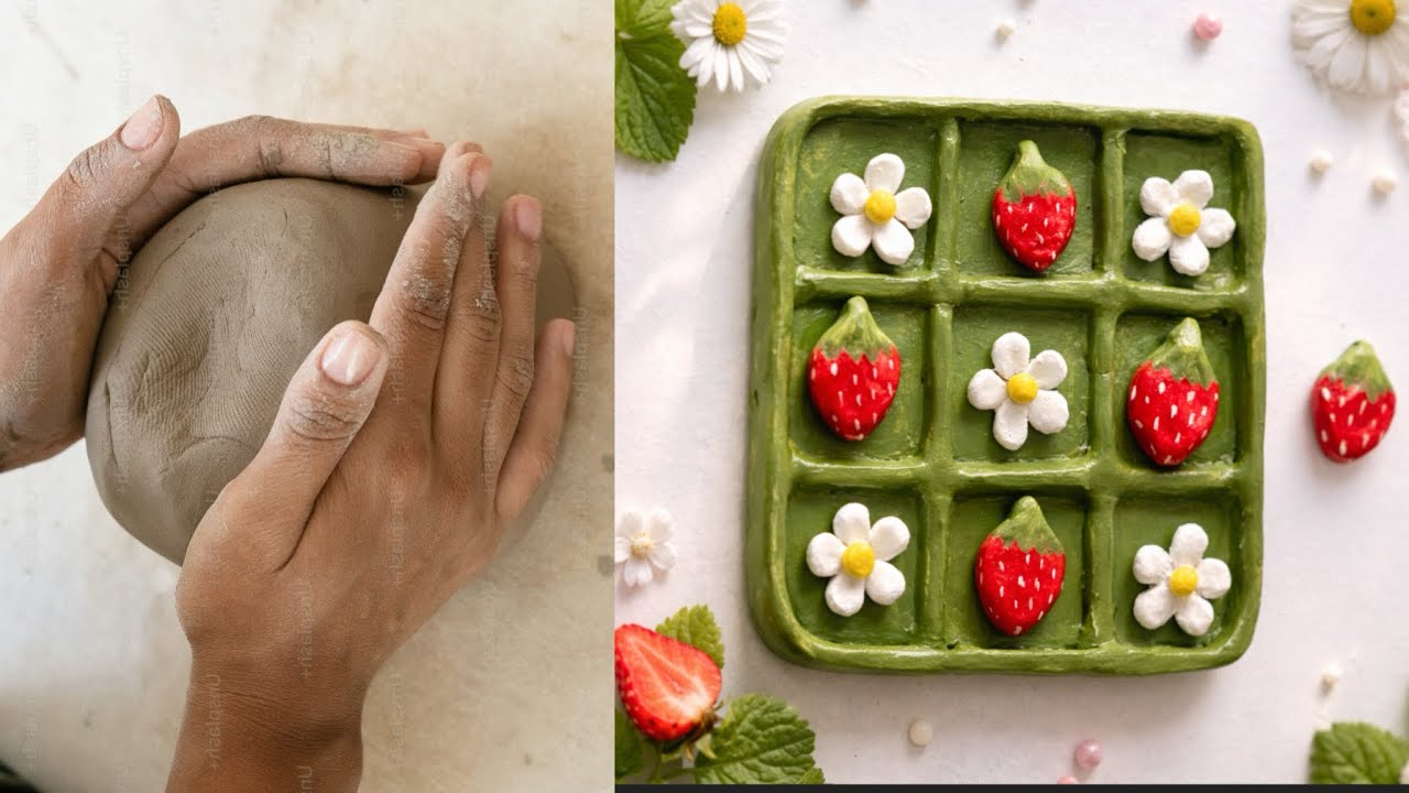 Let's make our own cute tic-tac-toe board with clay | Easy clay craft