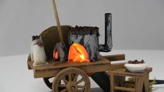 Castagnaro wagon with working fire 11x6, 5x13, 5 h cm for statues of 10 cm video