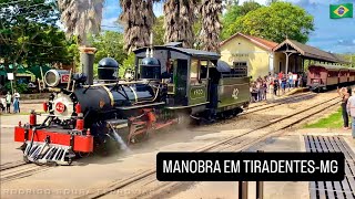Manobra com a Locomotiva a Vapor V.F.C.O -42 na Estação Ferroviária de Tiradentes em Minas Gerais
