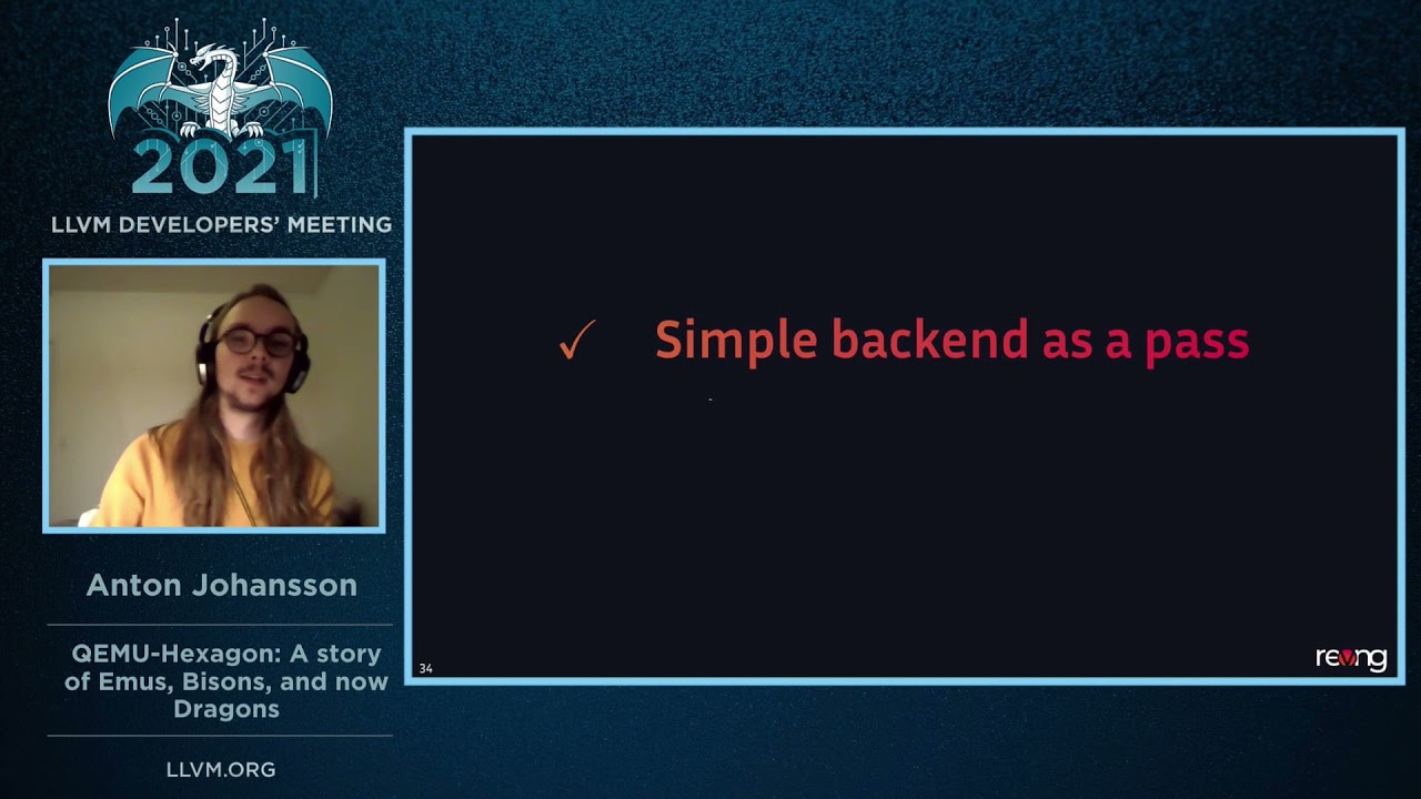 2021 LLVM Dev Mtg “QEMU-Hexagon: A story of Emus, Bisons, and now Dragons”