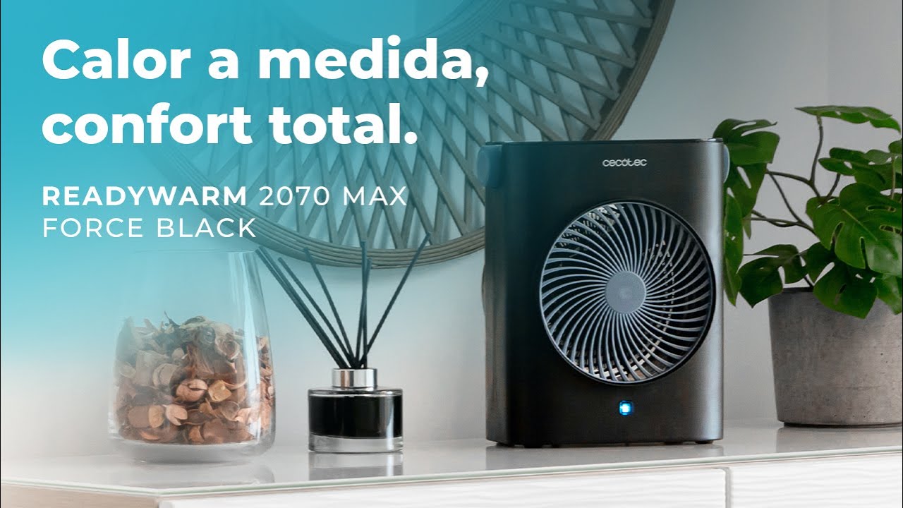 Termoventilador ReadyWarm 2070 Max Force Black con 2000W, 2 de potencias y 3 modos de funcionamiento