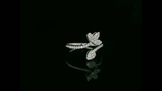 Diamond Leaf Wrap Ring in 18K White Gold