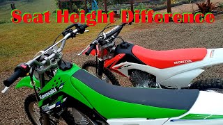 KLX140L & CRF125B Seat Height Difference (Both Big Wheel) Kawasaki vs Honda seat height.