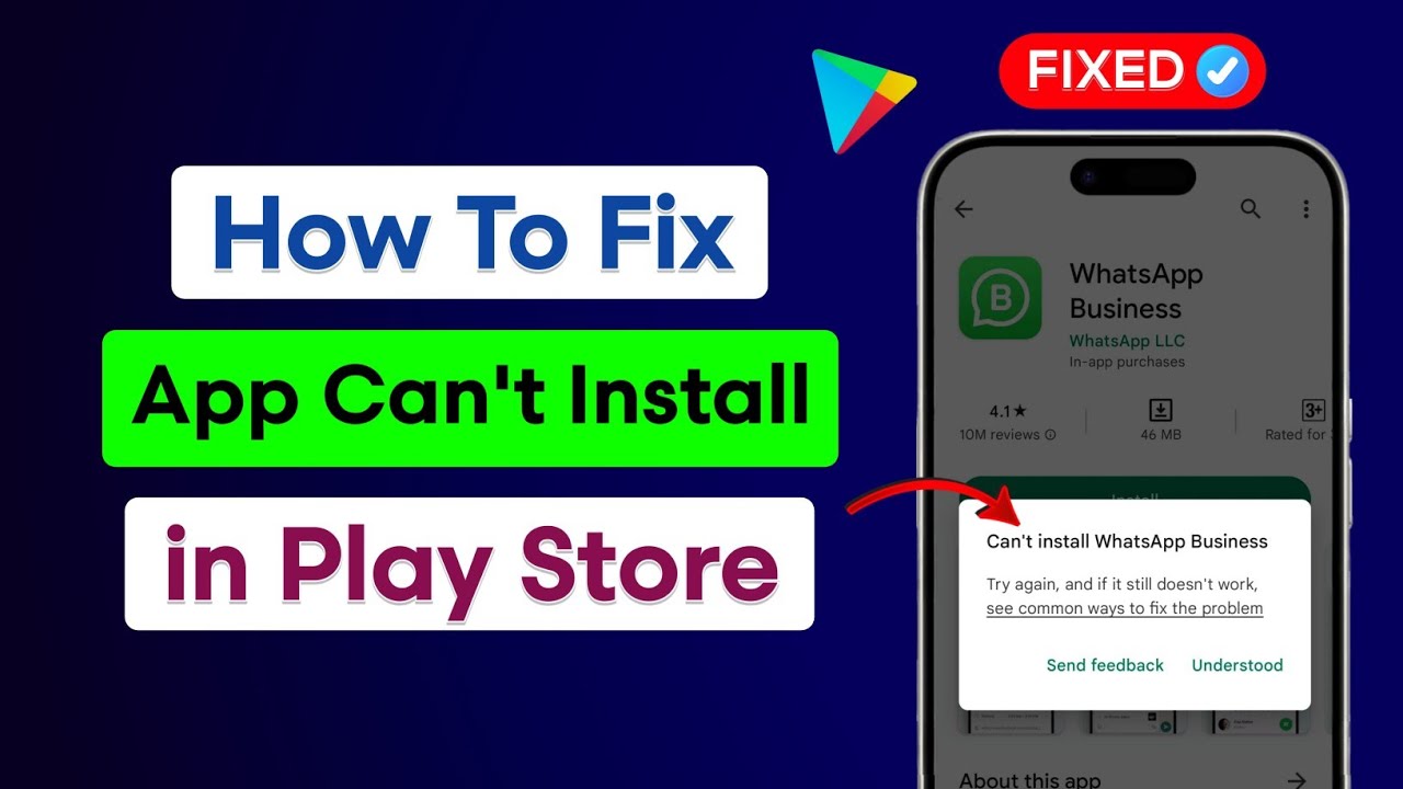 How To Fix Can't Install App In Play Store | Google Play Store App Can ...