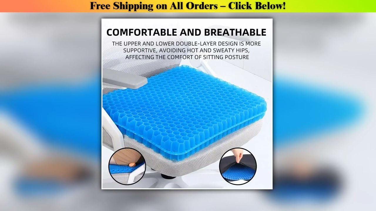 Gel Seat Cushion Summer Breathable Honeycomb Design For Pressure Relief Back Tailbone Pain Home Off