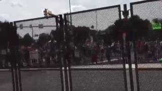 Protesters behind two layers of fencing now at Democratic convention