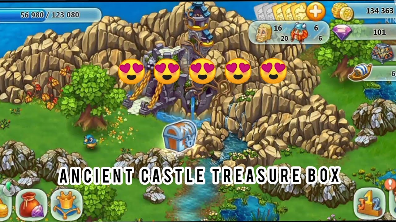 harvest land Ancient castle treasure box collect and gemstone mine