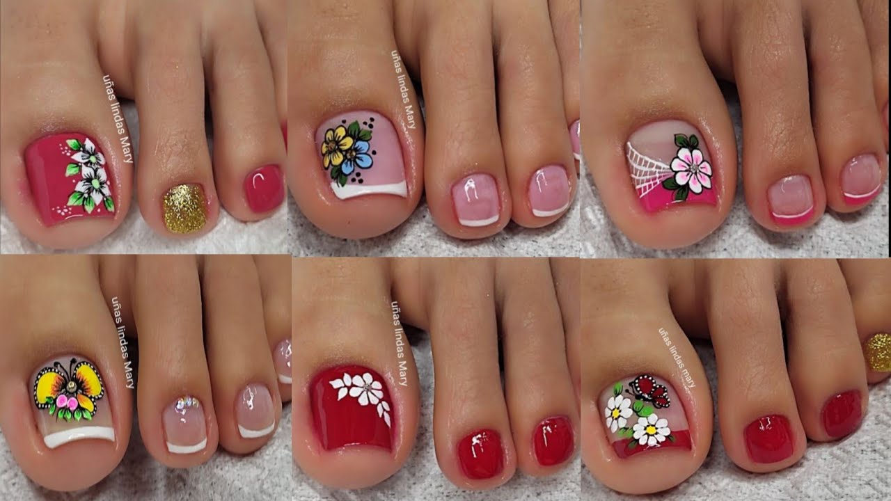 MODELOS DE UÑAS HERMOSOS CON FLORES |UÑAS PARA PIES 👣 😍