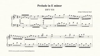 Bach, Prelude in E minor, BWV 938, Organ