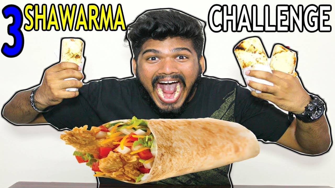 3 CHICKEN SHAWARMA IN 4MINS CHALLENGE(INDIA) SHAWARMA/BURRITO Food