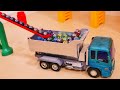マーブルランASMR×ダンプトラック HABAのスロープ＆くみくみスロープ Marble run rolling ball and Cars HABA Wave Slope and Dump
