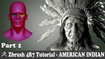 ZBRUSH 4R7 - AMERICAN INDIAN CHARACTER MODELING - HEAD BASE -  PART 1