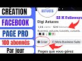 Cration de page  obtenir des likes et followers gratuits sur facebook