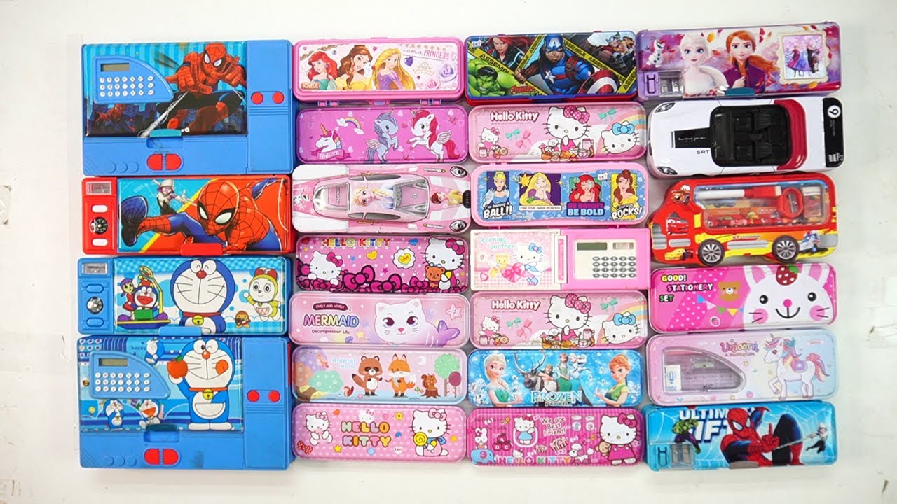 unboxing unicorn stationery collection 😁 geometry,hello kitty,pencil box,sharpener,eraser