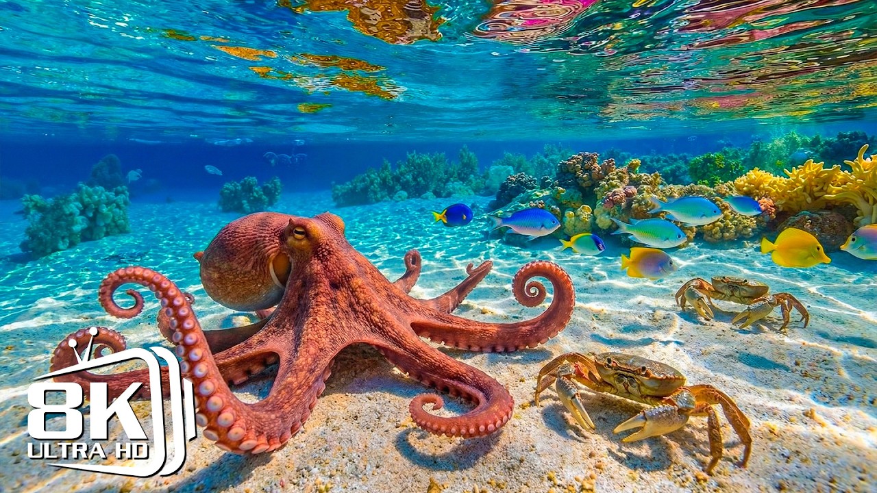Living Ocean in 8K 🐳 Peaceful Underwater World with Marine Animals