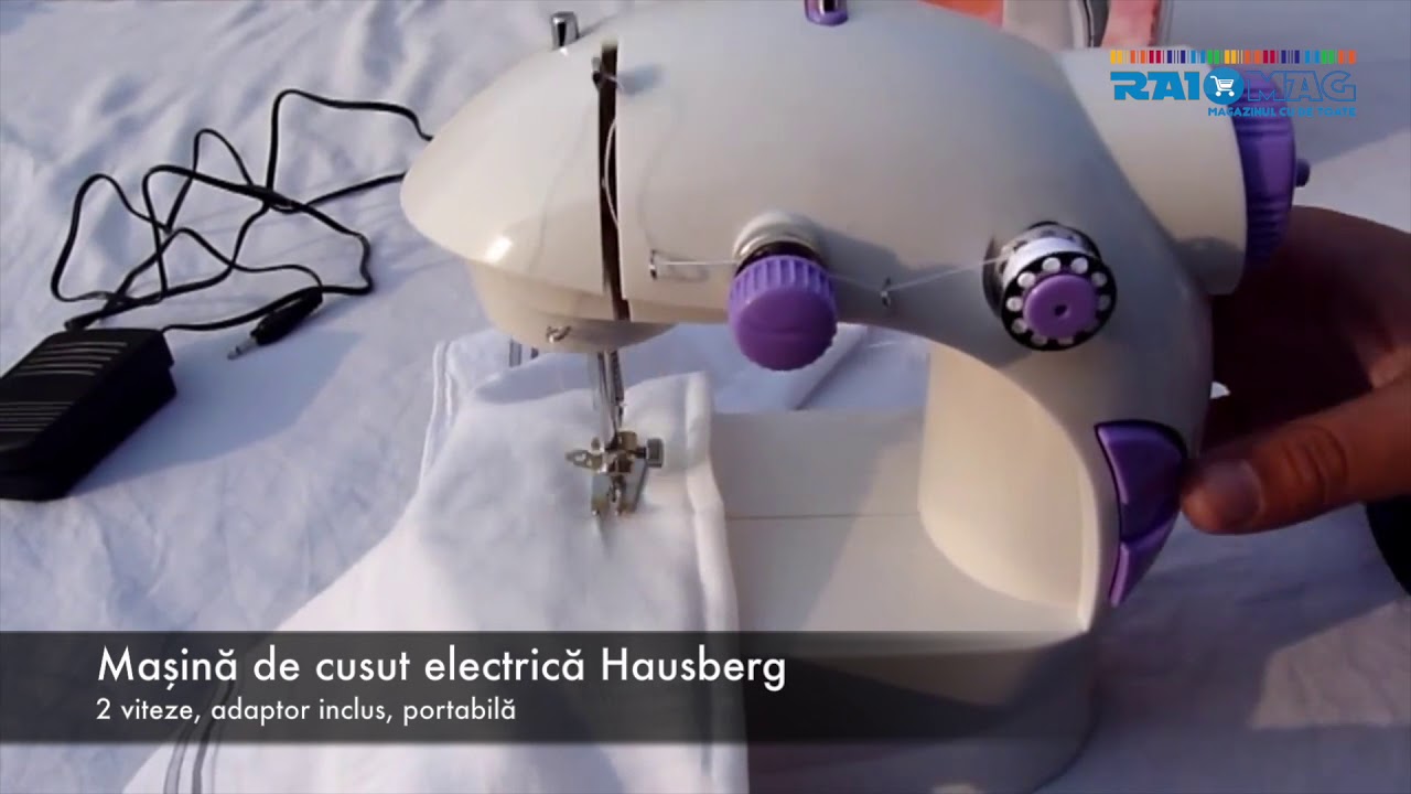Mașină de cusut electrică Hausberg, 2 viteze, adaptor inclus, portabilă