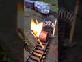 😱 TRAIN VS STEEL CYLINDER PORTAL...  #train #locomotive #shorts