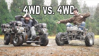 4 Engine Go Kart vs. 4WD Power Wheels Go Kart | OFFROAD SHOWDOWN!