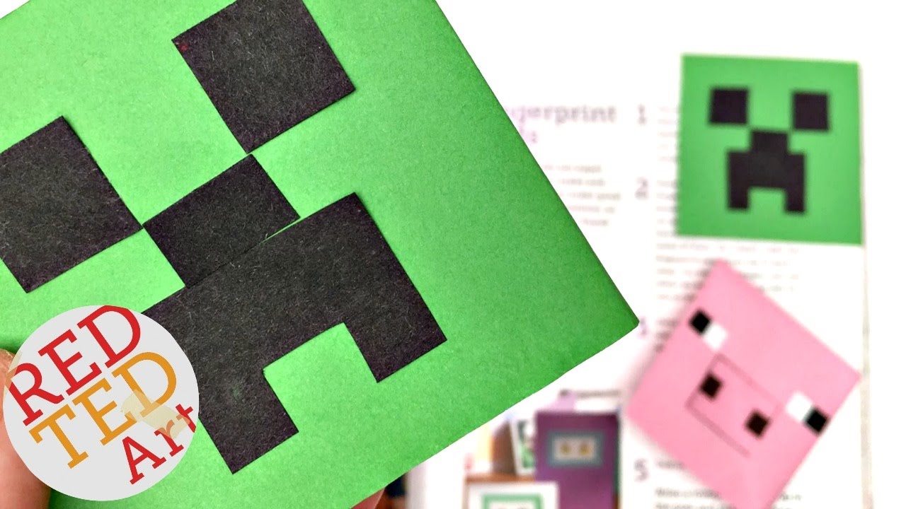 easy-minecraft-bookmark-creeper-diy-paper-crafts-youtube