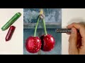 Oil pastel Drawing/How to draw a fresh cherry 오일파스텔로 체리 그리기