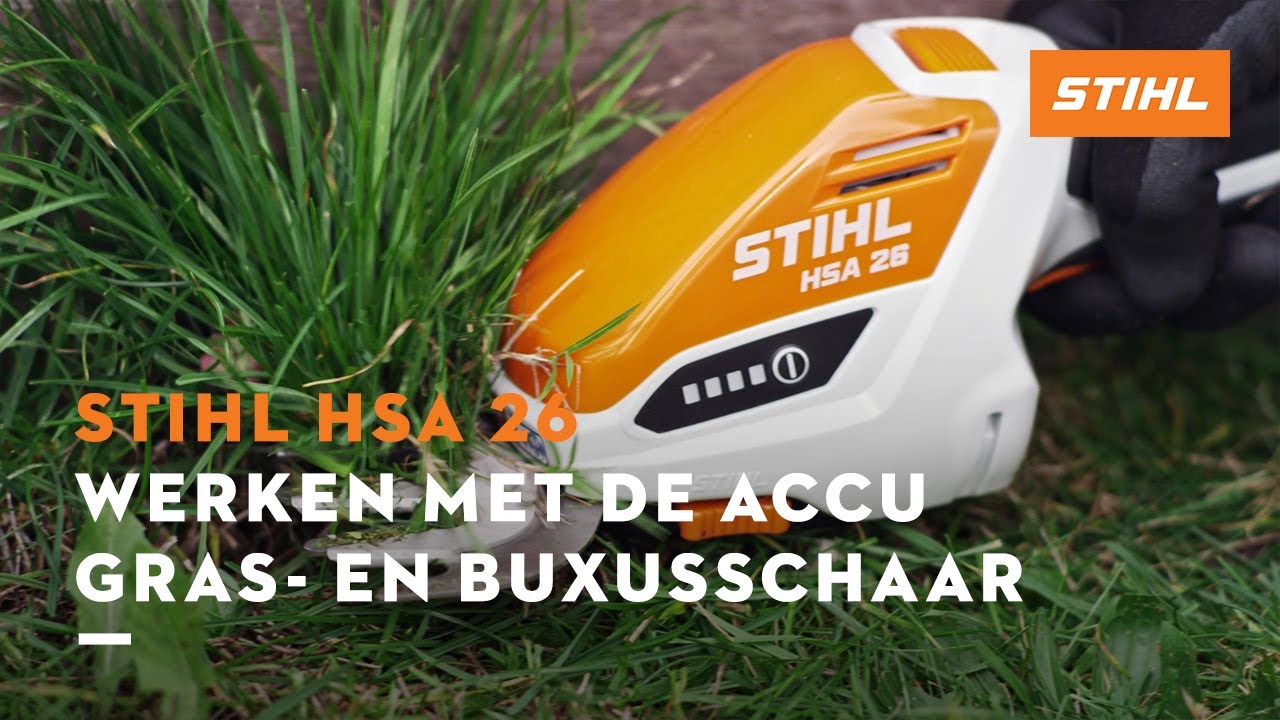 collegegeld hoe te gebruiken koppeling Werken met de accu gras- en buxusschaar - STIHL HSA 26 - YouTube