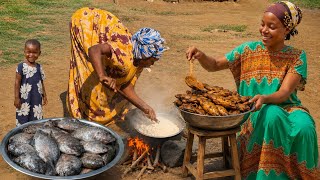 Crispy Fried Fish & Fresh Garden Vegetables | Traditional African Village Cooking