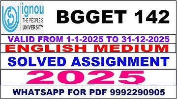 BGGET 142 solved assignment 2025 in English | BGGET 142 solved assignment 2025 | ignou BGGET142 2025