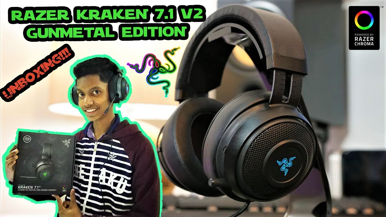 Razer Kraken 7 1 Chroma V2 Gaming Headset Gunmetal Edition Unboxing Mic Test Youtube