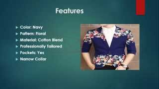 ART FLORAL PRINT NAVY BLUE IN STYLE SHORT SLEEVE BLAZER