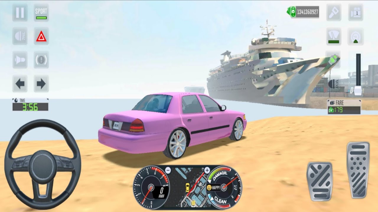 New Pink Uber Driver Beach Race-TEXI SIM🚖 android game play Car 