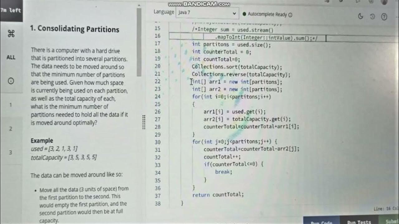 Consolidating Partitions Code in Java. YouTube