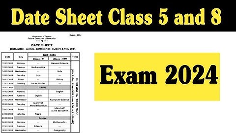 8th class date sheet 2024 | 5th class date sheet 2024 | class 8 date sheet 2024 | fazal academy