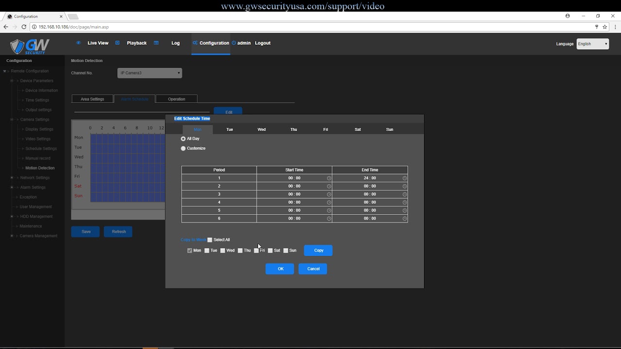 GW Security How to set motion recording 