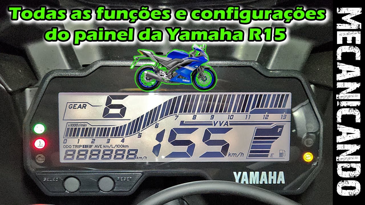 YAMAHA R15 - MOSTRAMOS TODAS AS FUNÇÕES E CONFIGURAÇÕES DO PAINEL - FRASE - SHIFT LIGHT - E MAIS